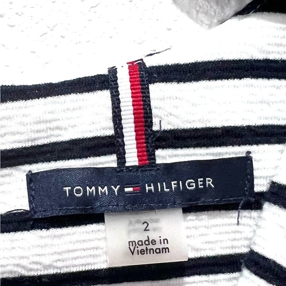 Tommy Hilfiger Black and White Sheath Midi Dress 2 - Picture 2 of 7